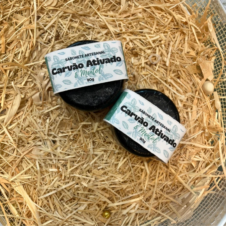 sabonete carvão ativado mentol barra vegetal limpeza profunda refrescante pele