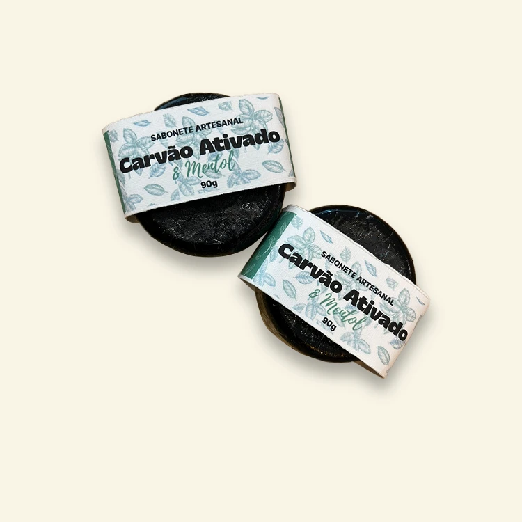 Sabonete Artesanal Carvão Ativado e Mentol 90g limpeza refrescante natural pele