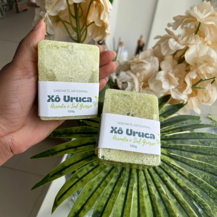 Sabonete Artesanal Arruda e Sal Grosso 120g Cascas e Folhas em Jacobina BA