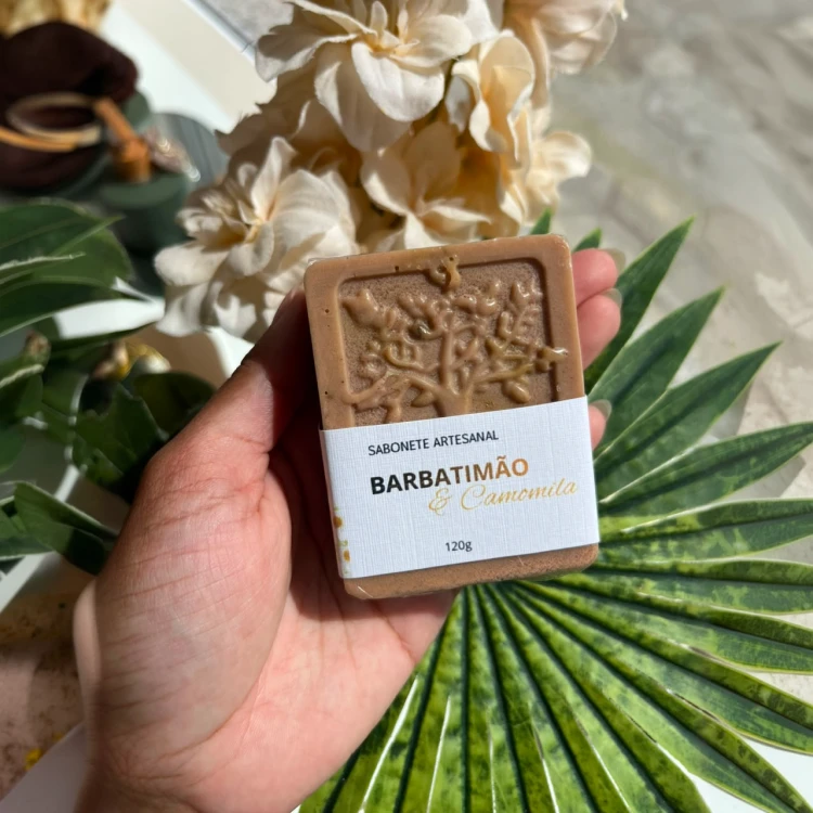 Sabonete Artesanal Barbatimão e Camomila 120g Cascas e Folhas em Jacobina BA
